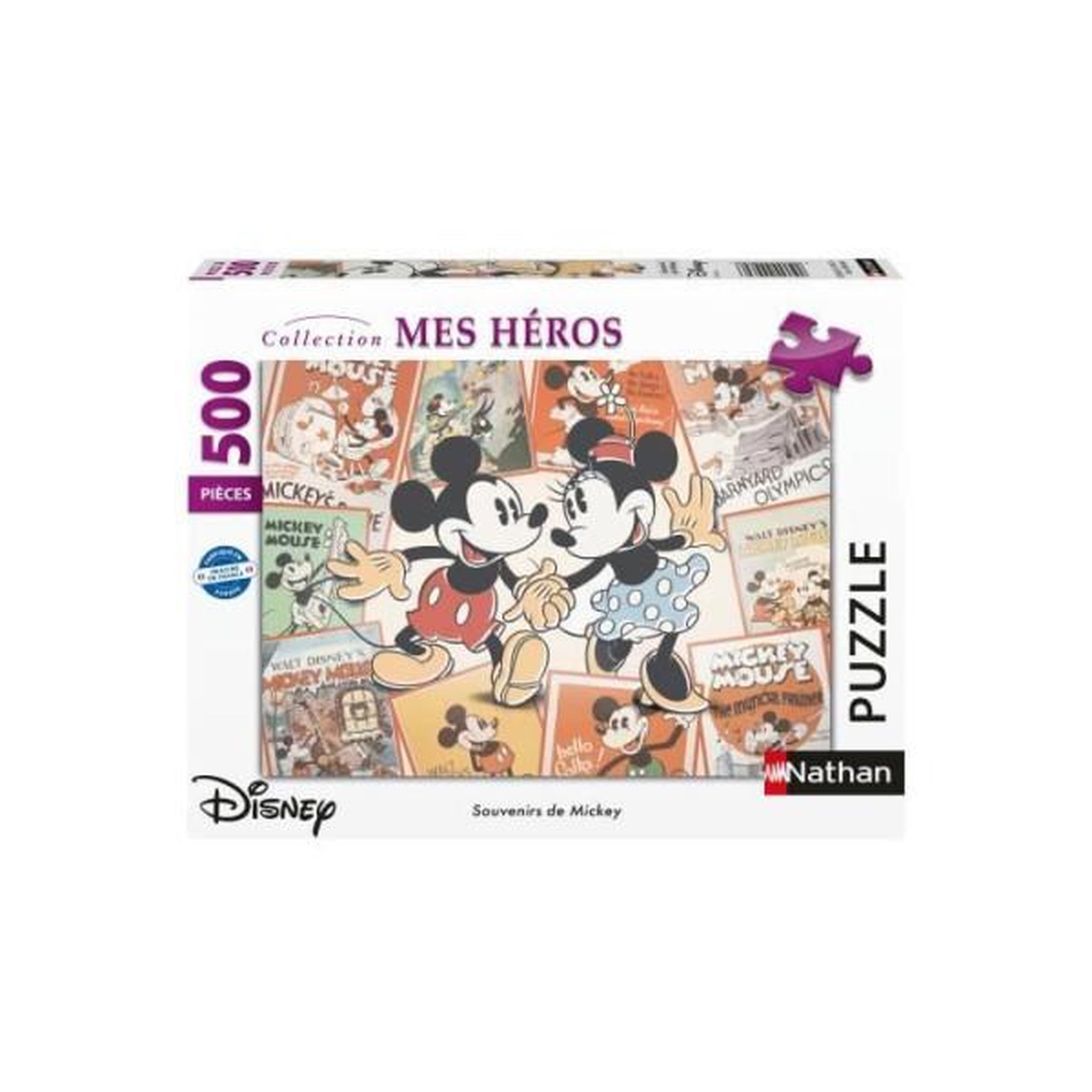Voir la diapositive 2 : Nathan Puzzle 500 pieces souvenirs de mickey, disney, adultes et enfants, des 12 ans, 12000969, nathan