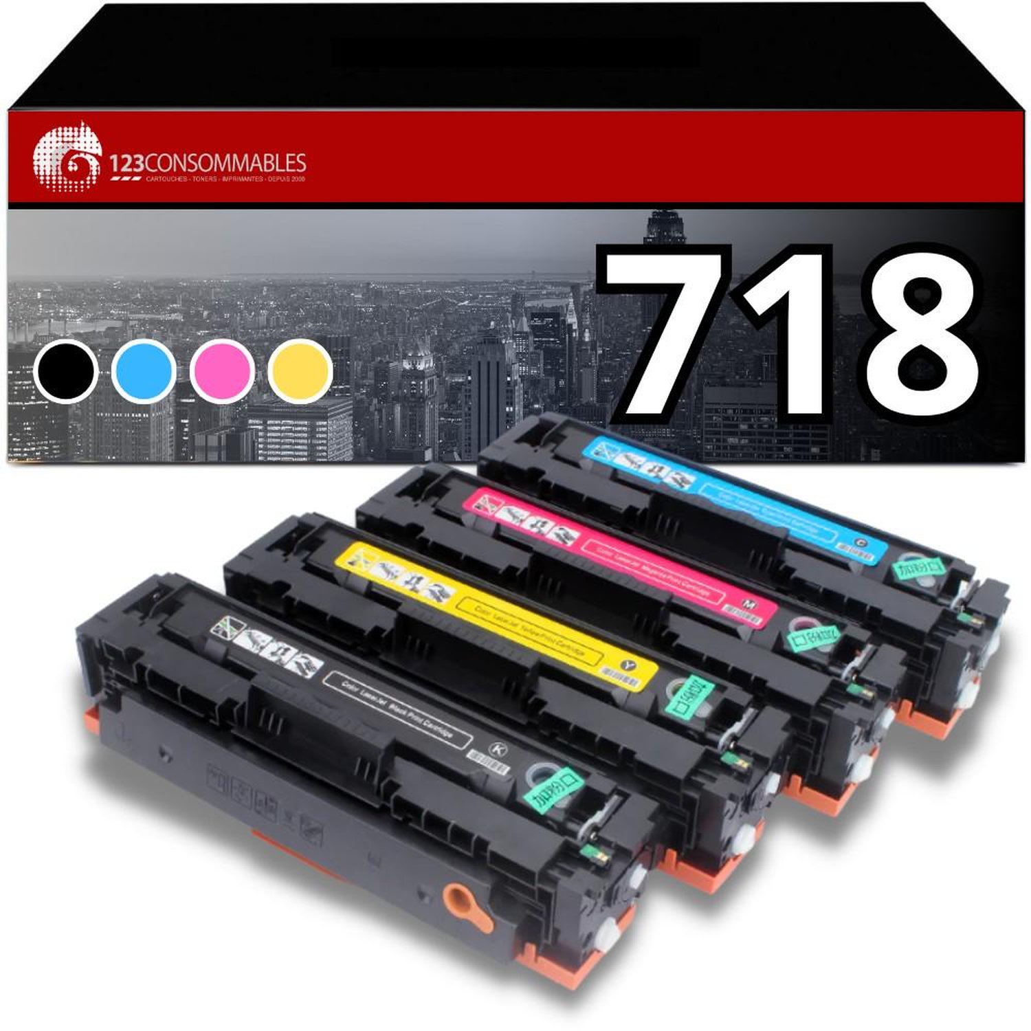 Pack 4 Toners compatibles Canon 718 Neuf - vue 3