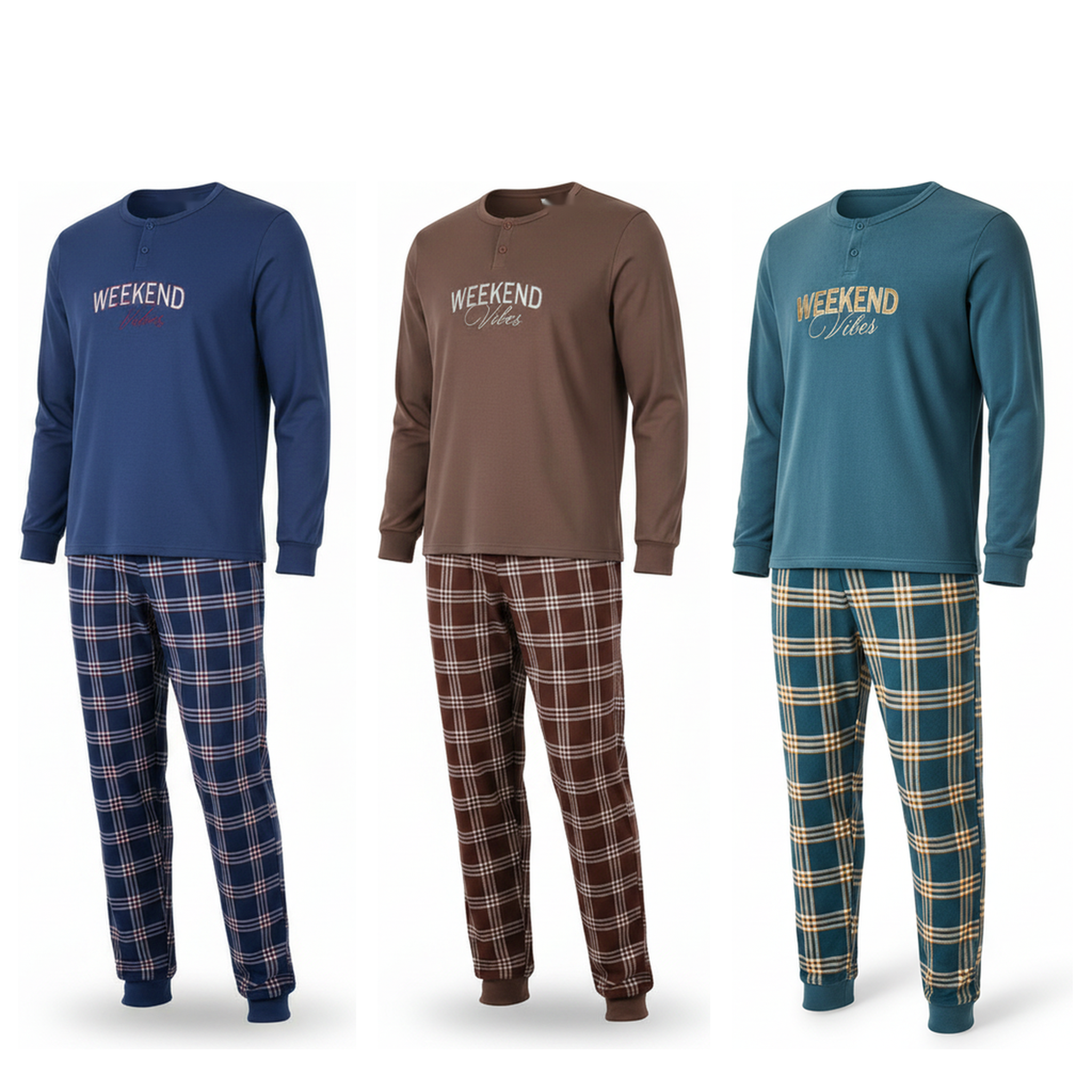 Voir la diapositive 1 : OZABI Ozabi ensemble pyjama homme doublé polaire pack de 3 coloris assortis