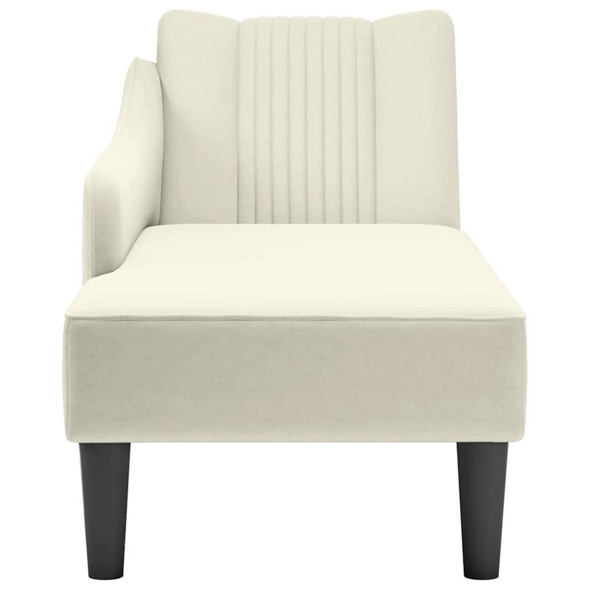 VIDAXL Fauteuil long avec accoudoir droit creme velours