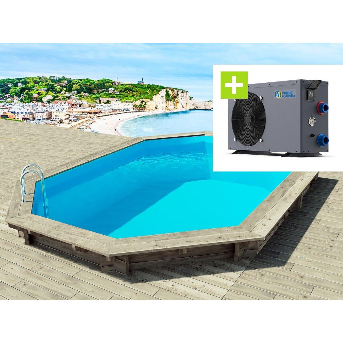 Habitat et Jardin Piscine bois   Brazilia 130    5.86 x 3.86 x 1.30 m + Pompe à chaleur - Puissance 6.1 kW