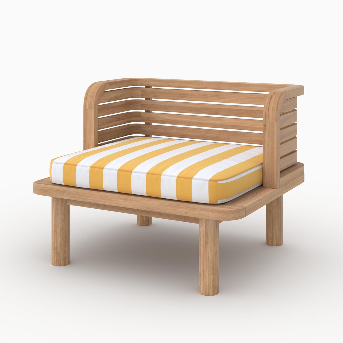 Rendez vous déco Fauteuil de jardin en teck massif et coussin rayé jaune-Kilda