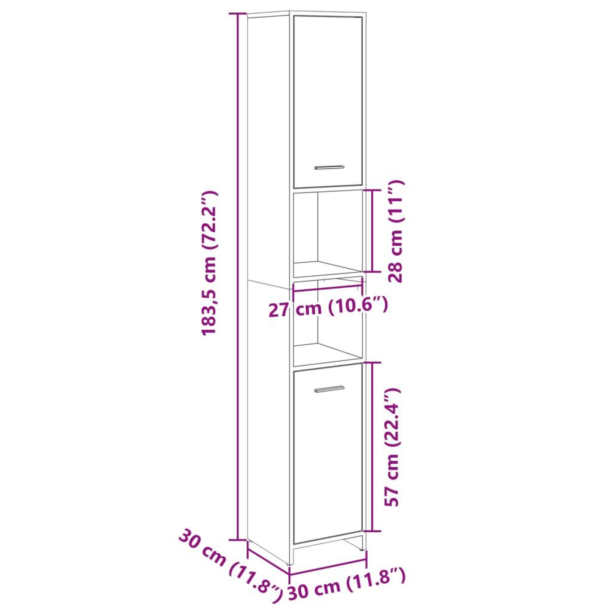 Voir la diapositive 6 : VIDAXL Armoire de salle de bain Chene sonoma 30x30x183,5 cm Agglomere