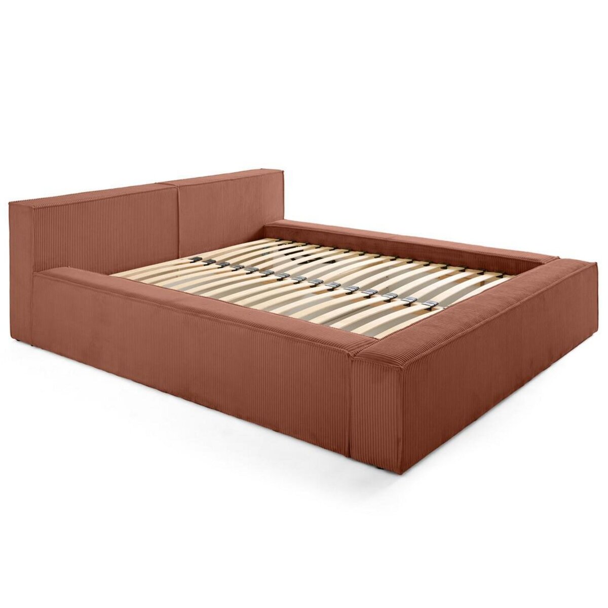 LISA DESIGN Stella - lit coffre - 140x190 cm - sommier inclus - en velours côtelé