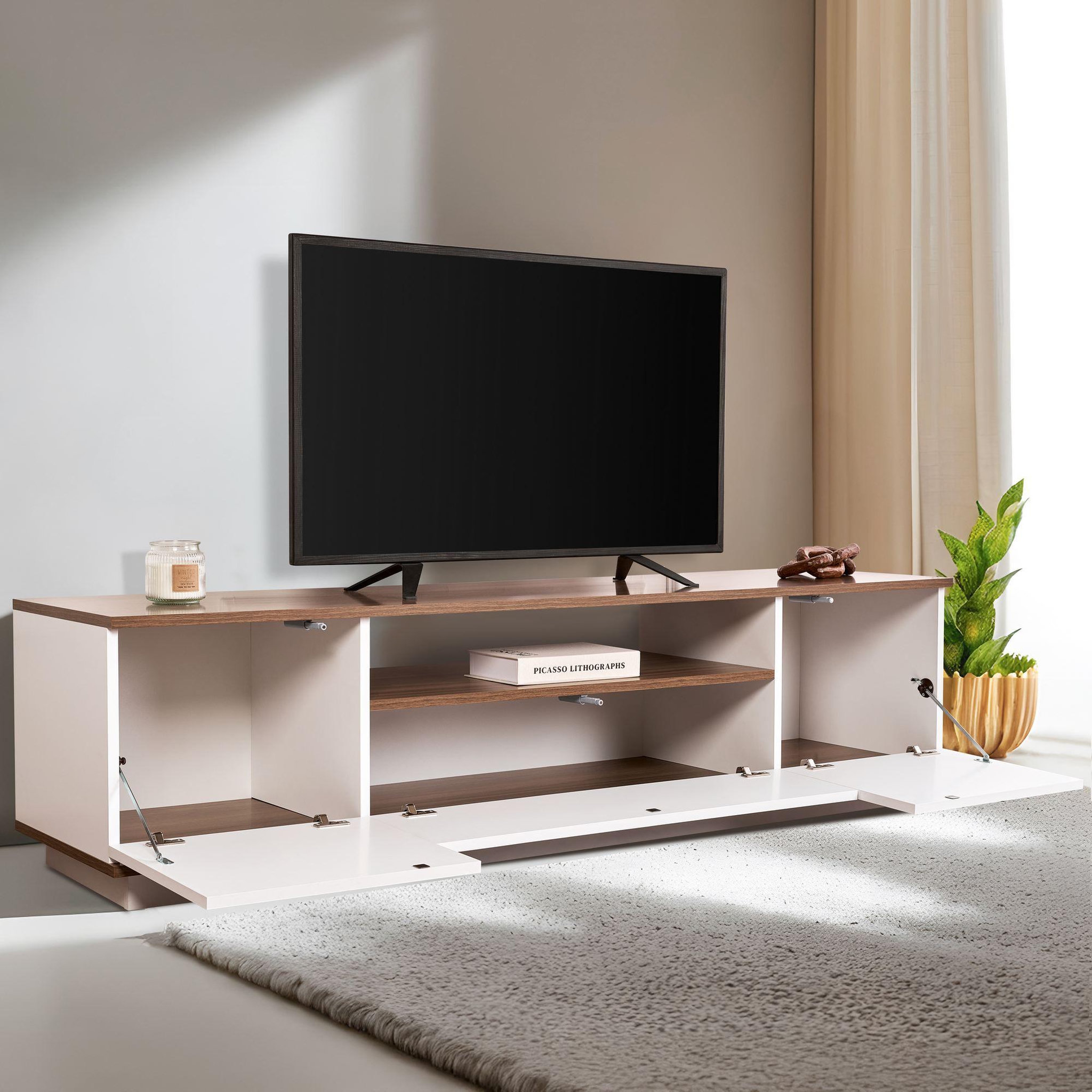 Voir la diapositive 4 : Habitat et Jardin Meuble tv en bois  veramont  - 180 x 44 x 44 cm - marron foncé