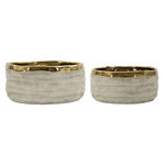 Paris Prix Lot de 2 Cache-Pots Bas  Lima  22cm Gris & Or