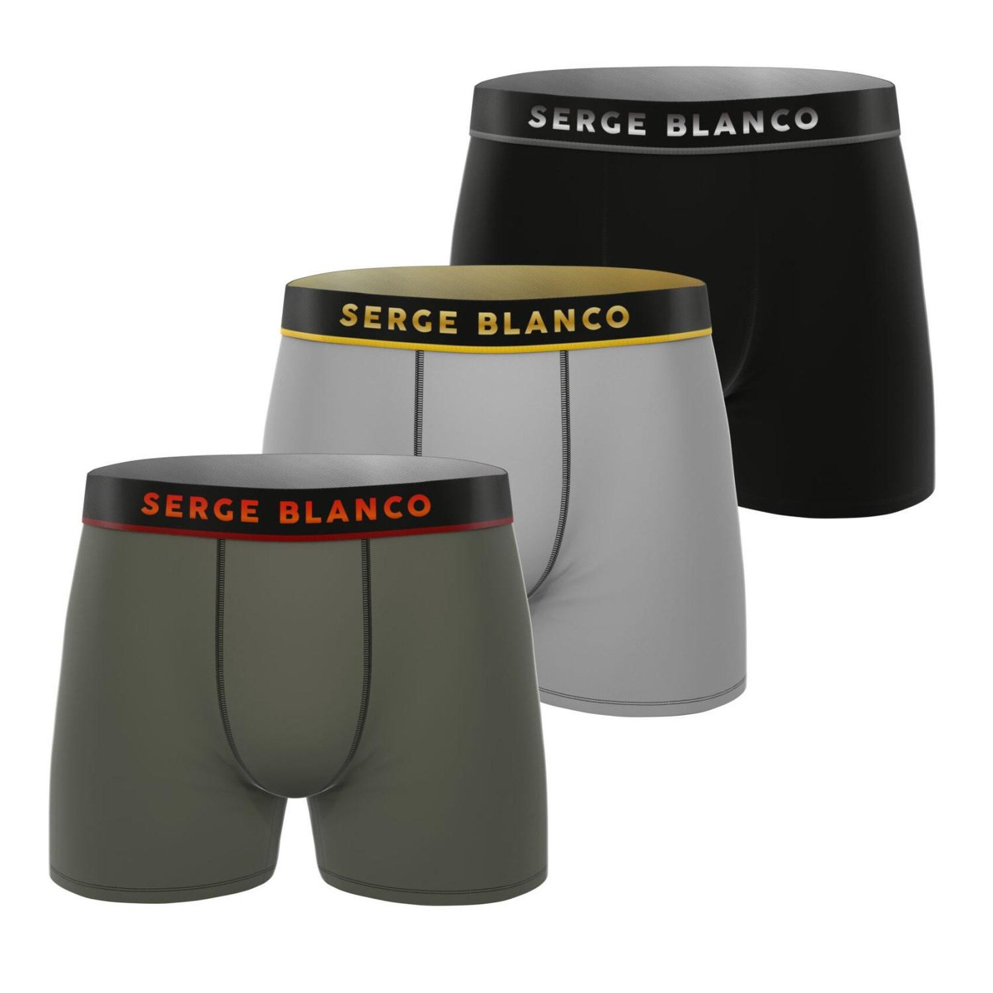 SERGE BLANCO Lot de 3 boxers homme uni modèle davis. Coloris disponibles : Vert