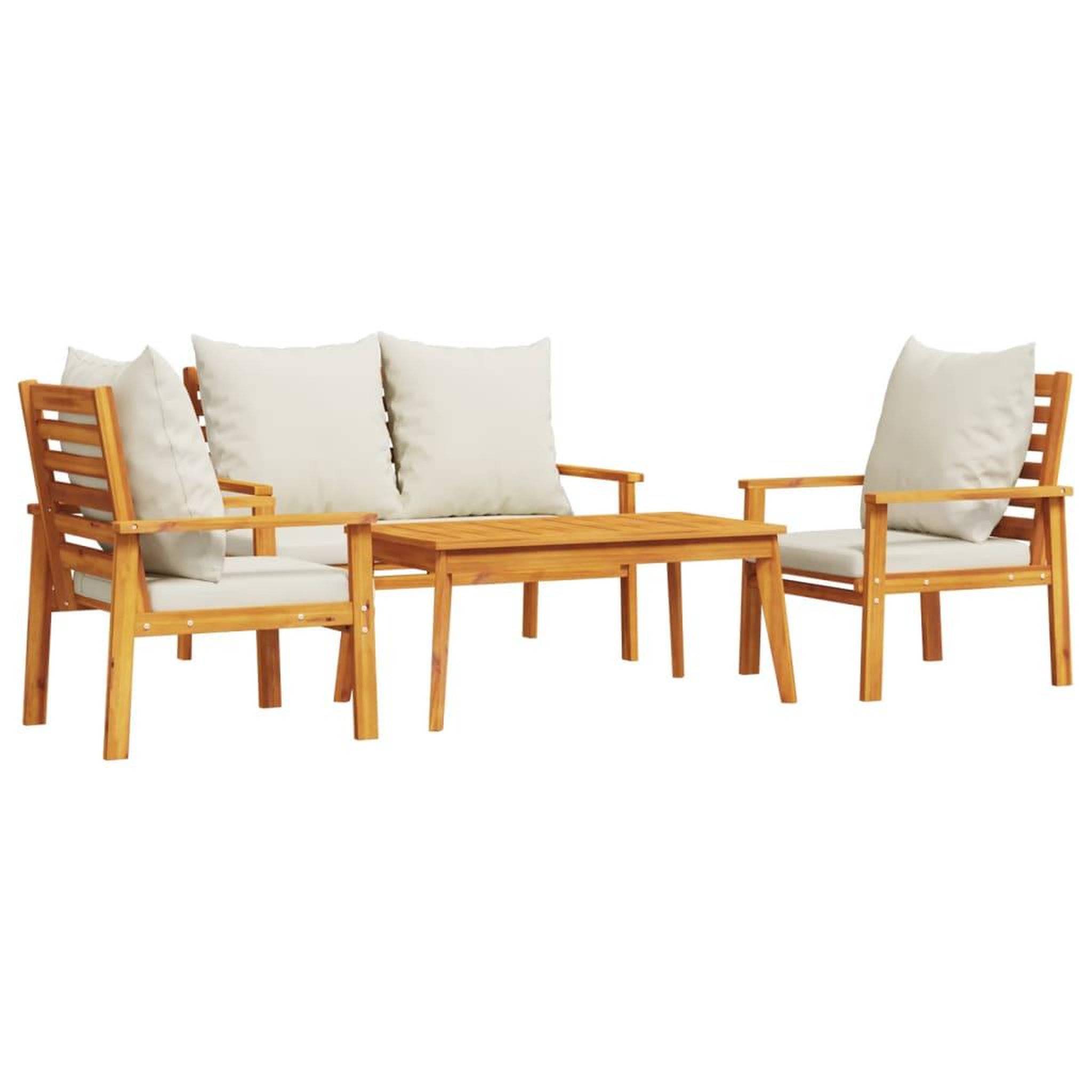 Voir la diapositive 2 : VIDAXL Salon de jardin 4 pcs avec coussins Bois d'acacia solide
