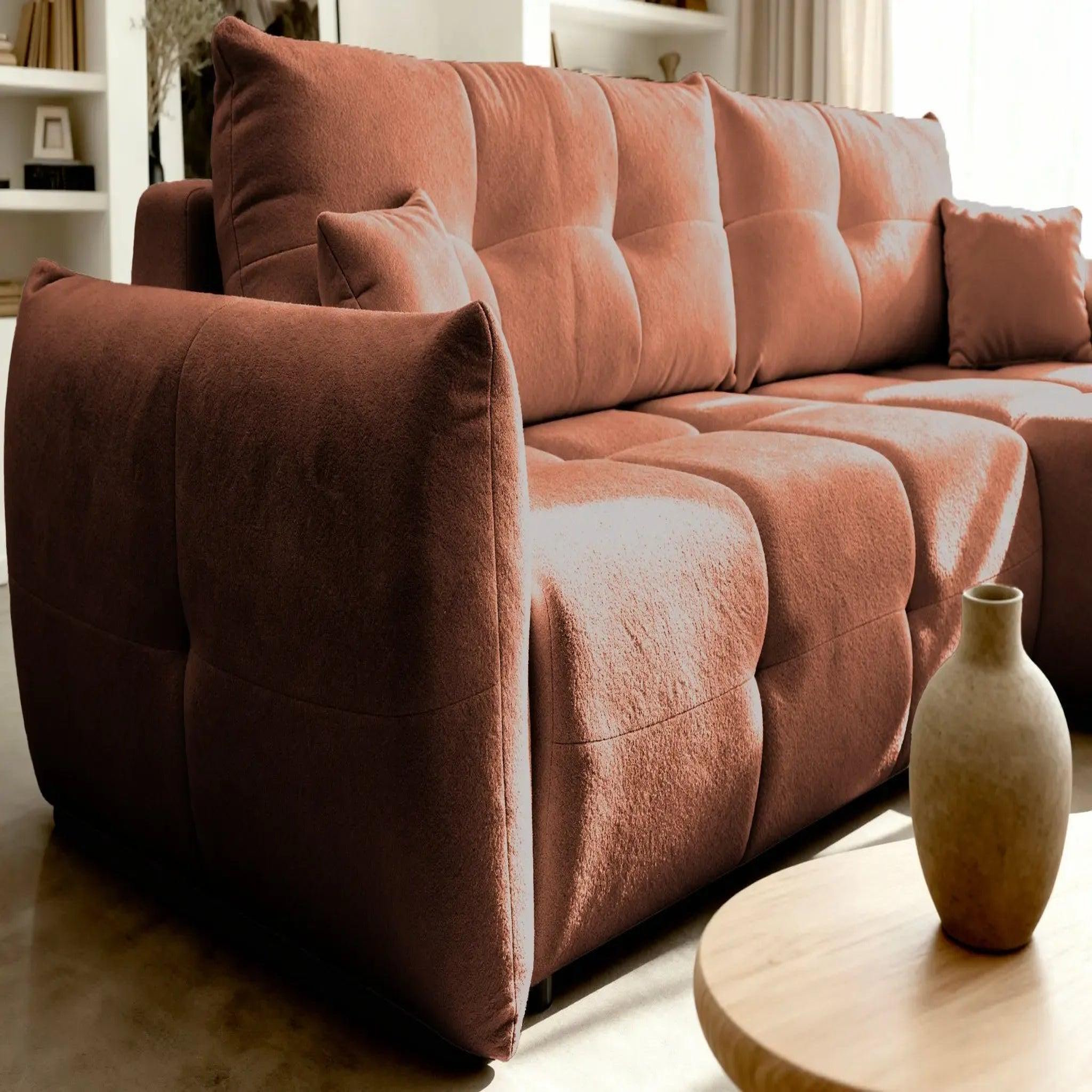 Voir la diapositive 4 : CASANOVA PARIS June - canapé d'angle convertible tissu bouclette