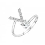 SC CRYSTAL Bague lettre V ajustable SC Crystal ornée de Zirconium. Coloris disponibles : Gris