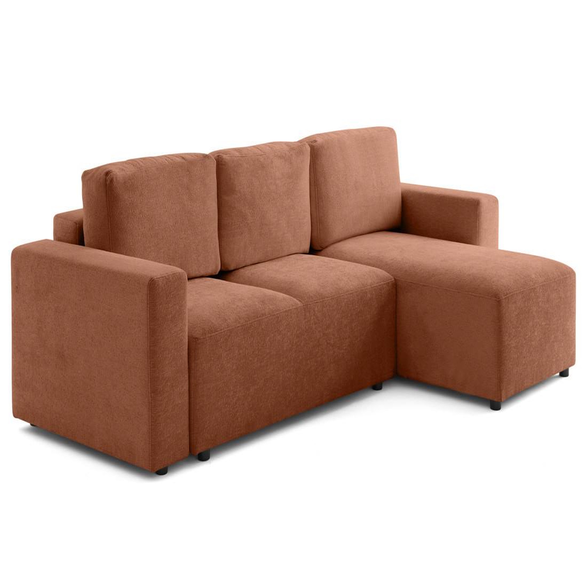 Voir la diapositive 5 : LISA DESIGN Livy - canapé d'angle réversible 4 places convertible avec coffre en velours texturé