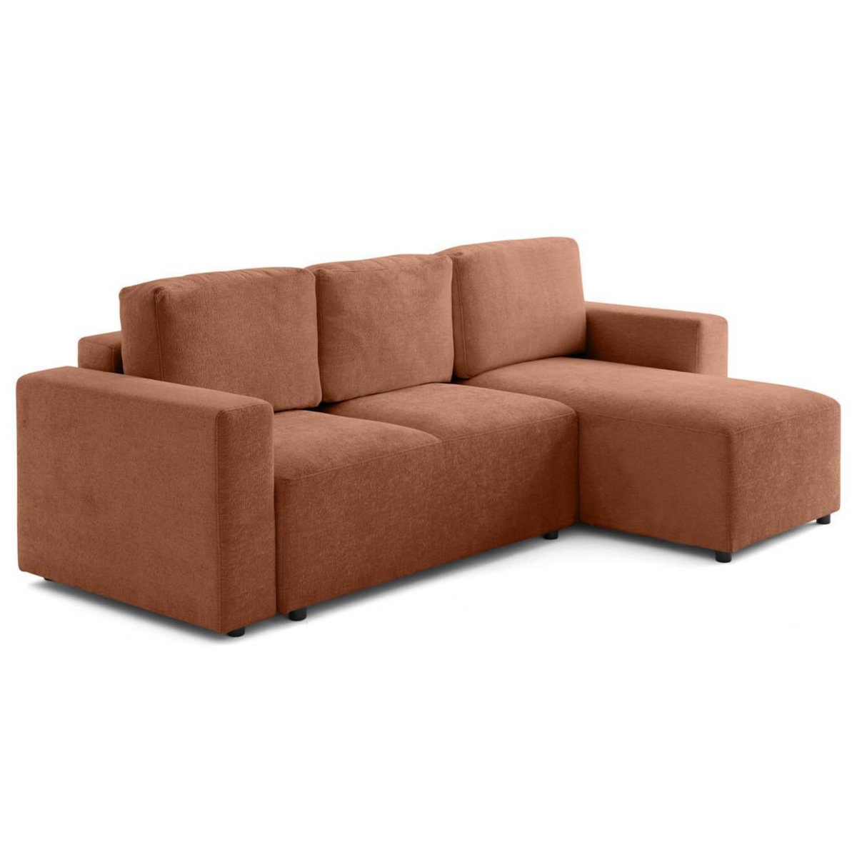 LISA DESIGN Livy - canapé d'angle réversible 4 places convertible avec coffre en velours texturé