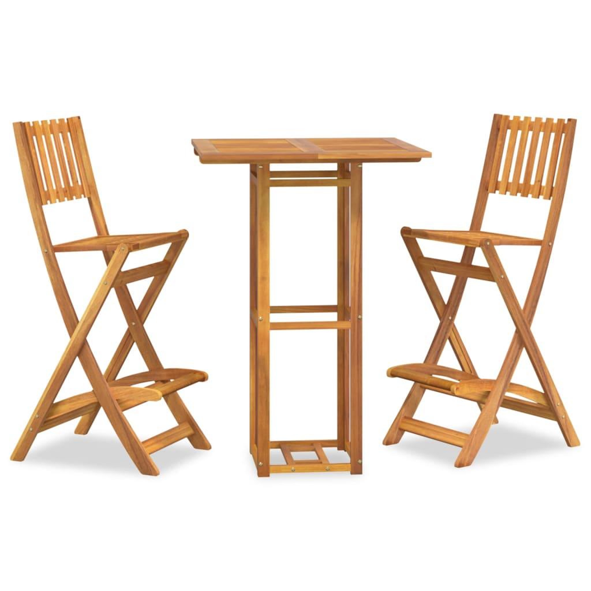 Voir la diapositive 2 : VIDAXL Ensemble de bar d'exterieur 3 pcs Bois d'acacia massif