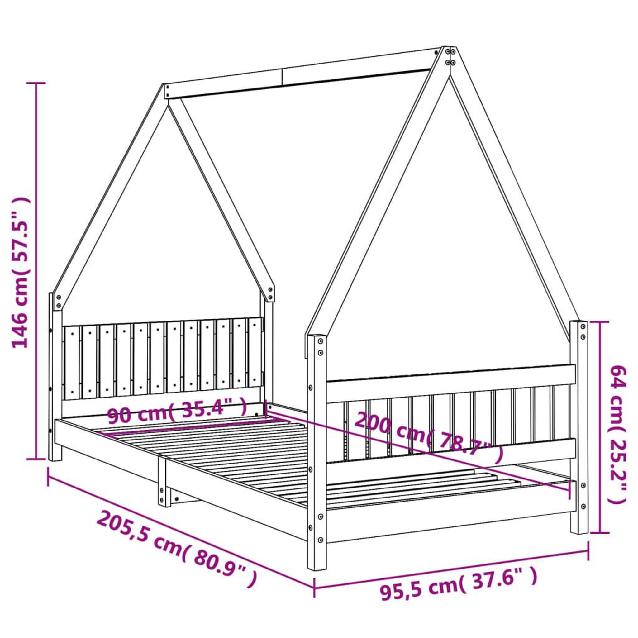 Voir la diapositive 6 : VIDAXL Cadre de lit pour enfants blanc 90x200 cm bois de pin massif