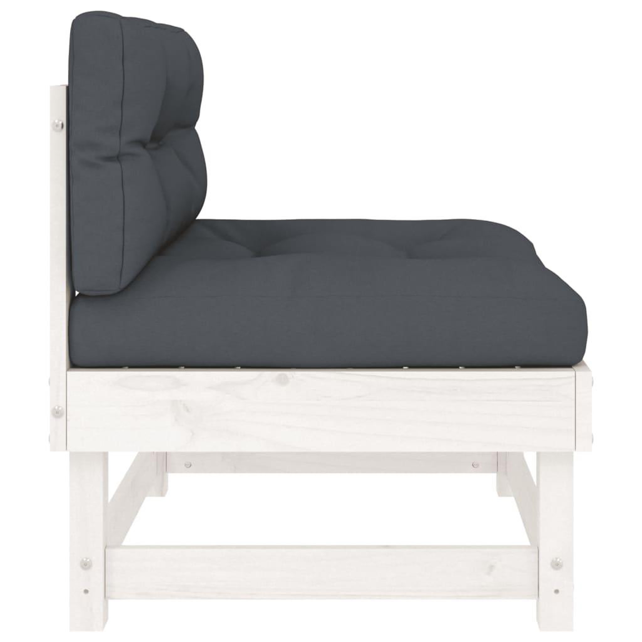 Voir la diapositive 4 : VIDAXL Canape central avec coussins blanc bois de pin massif