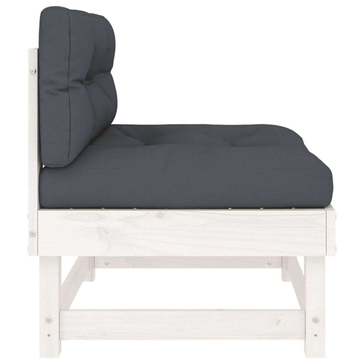 VIDAXL Canape central avec coussins blanc bois de pin massif