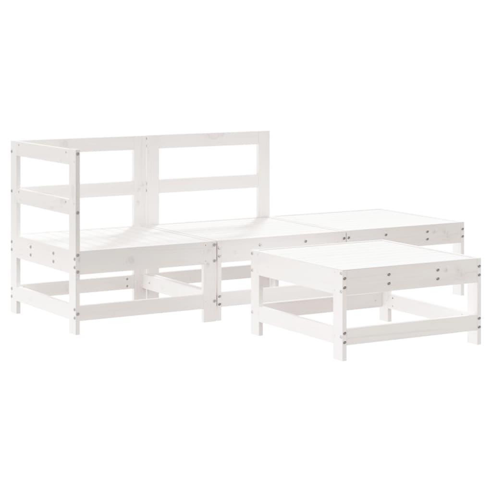 Voir la diapositive 2 : VIDAXL Salon de jardin 4 pcs blanc bois de pin massif