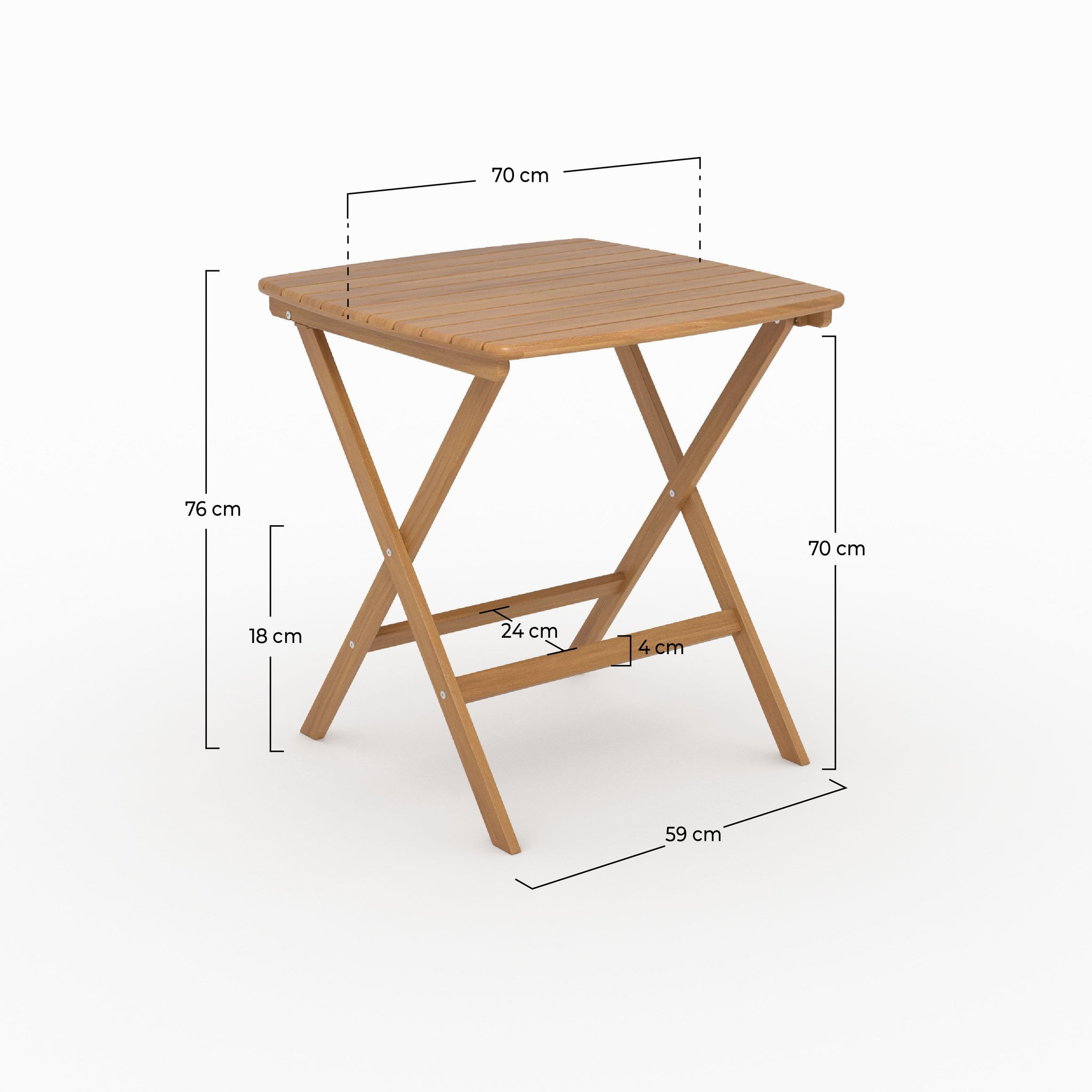 Voir la diapositive 4 : MAISON PAVANE Table de jardin pliante carrée en bois d'acacia huilé 2 personnes-siquijor