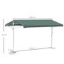 Voir la diapositive 3 : OUTSUNNY Store double pente manuel rétractable inclinaison réglable métal époxy blanc polyester imperméabilisé anti-UV vert dim. 3,95L x 2,98l x 2,55H m