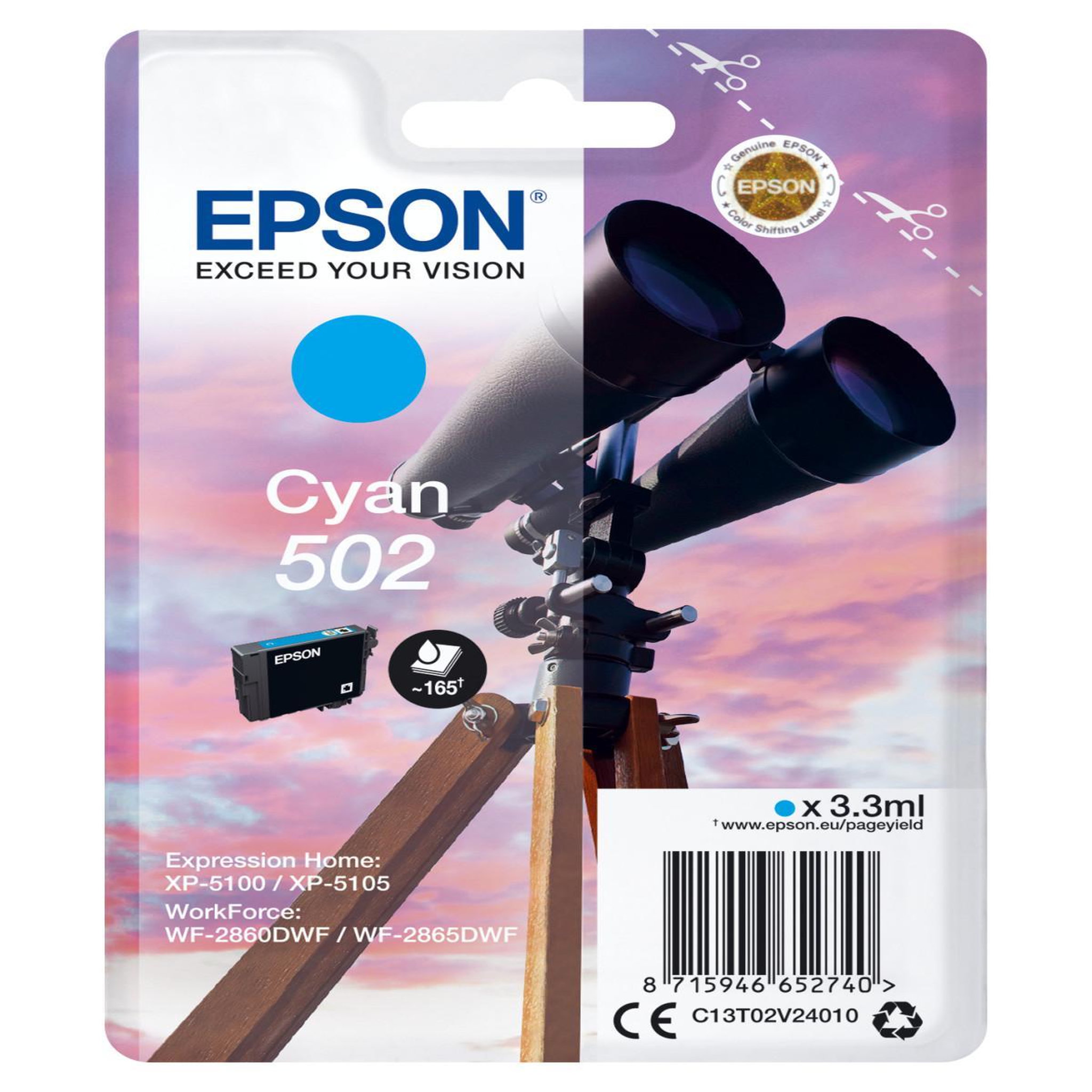 Voir la diapositive 2 : Epson Cartouche d'encre originale 502 cyan série jumelles - c13t02w24010