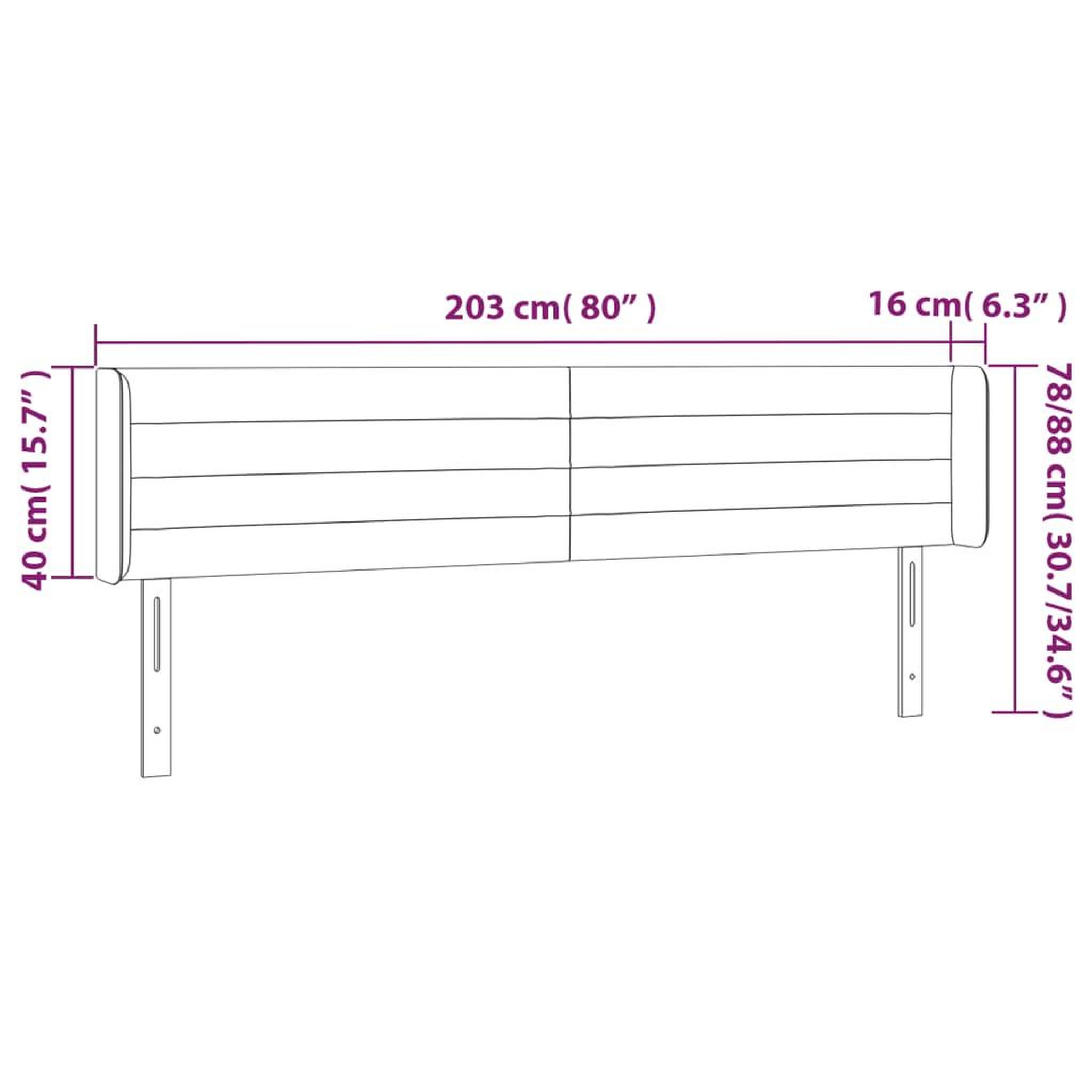 Voir la diapositive 6 : VIDAXL Tete de lit a LED Bleu 203x16x78/88 cm Tissu