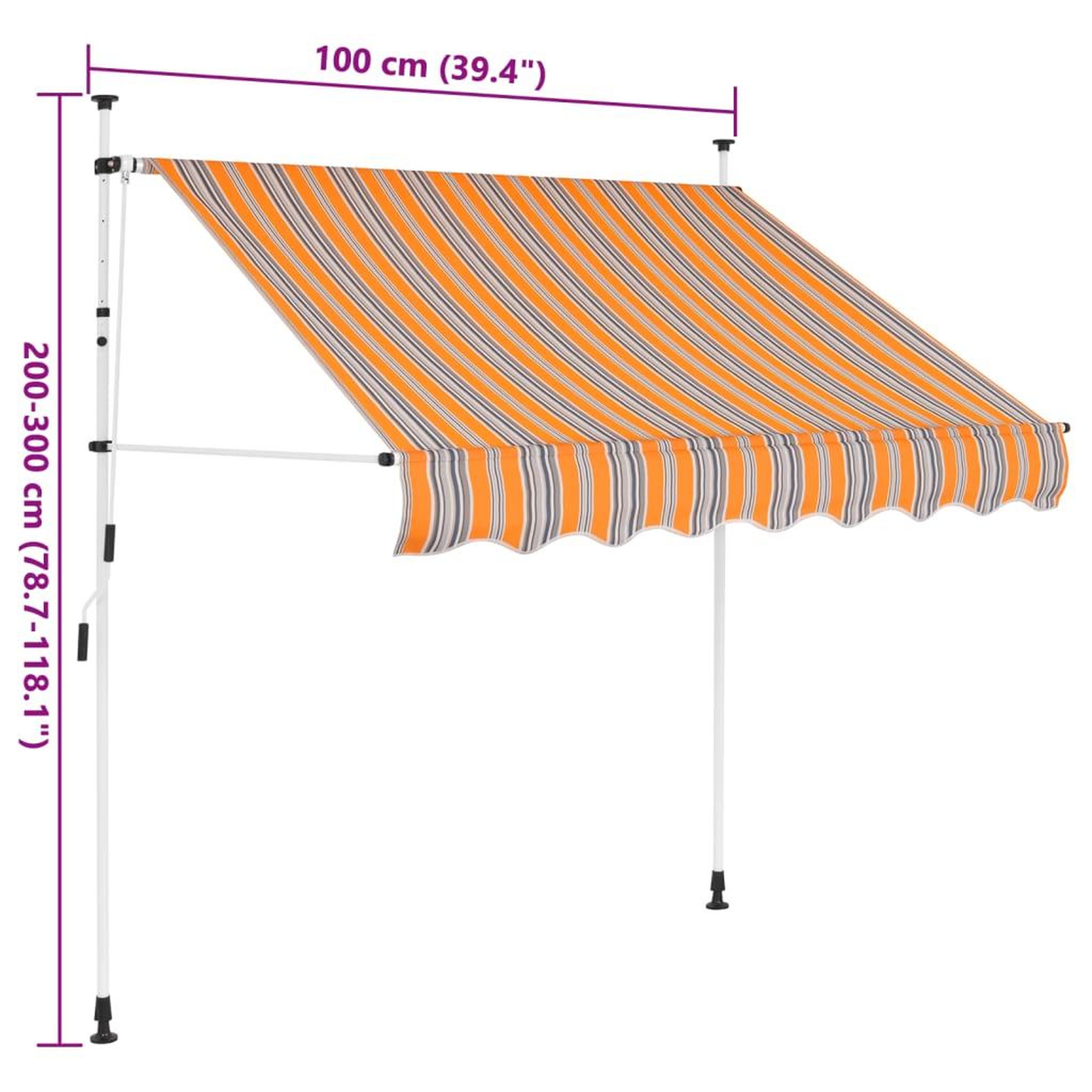 Voir la diapositive 6 : VIDAXL Auvent retractable manuel 100 cm Rayures jaunes et bleues