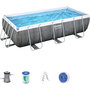 Voir la diapositive 1 : BESTWAY Piscine hors sol Rectangulaire BESTWAY 404x201x100cm - Structure Anticorrosion, Liner Triple Épaisseur, Pompe Échelle Incluses