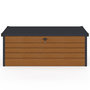 Voir la diapositive 3 : ID MARKET Coffre de rangement métal verrouillable effet bois et gris pour jardin 600L 165x70x63 cm