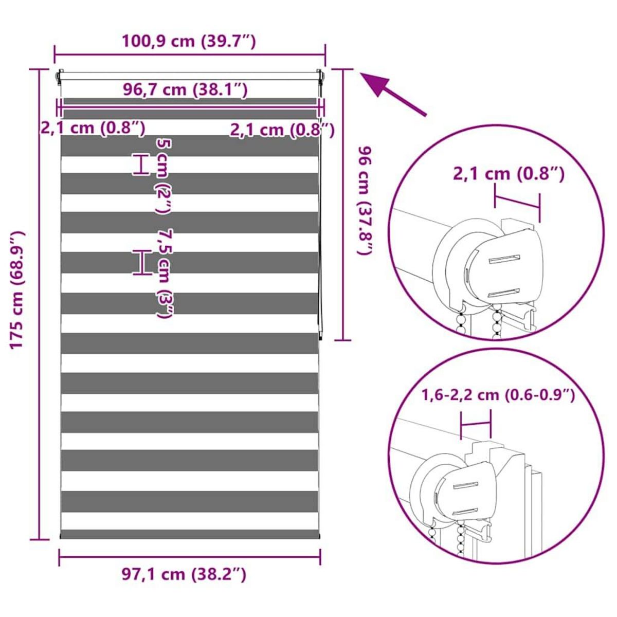 VIDAXL Store enrouleur tamisant 100 x 175 cm marron