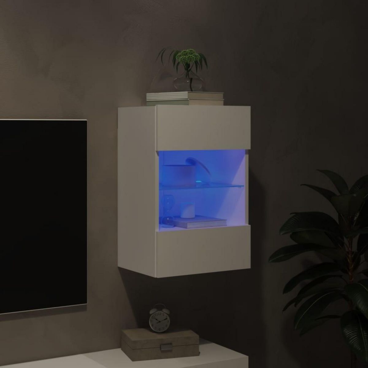 VIDAXL Meuble TV mural avec lumieres LED blanc 40x30x60,5 cm