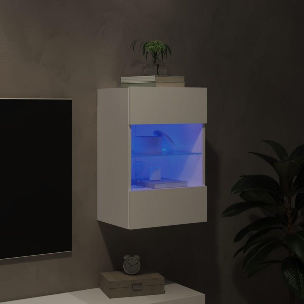 VIDAXL Meuble TV mural avec lumieres LED blanc 40x30x60,5 cm