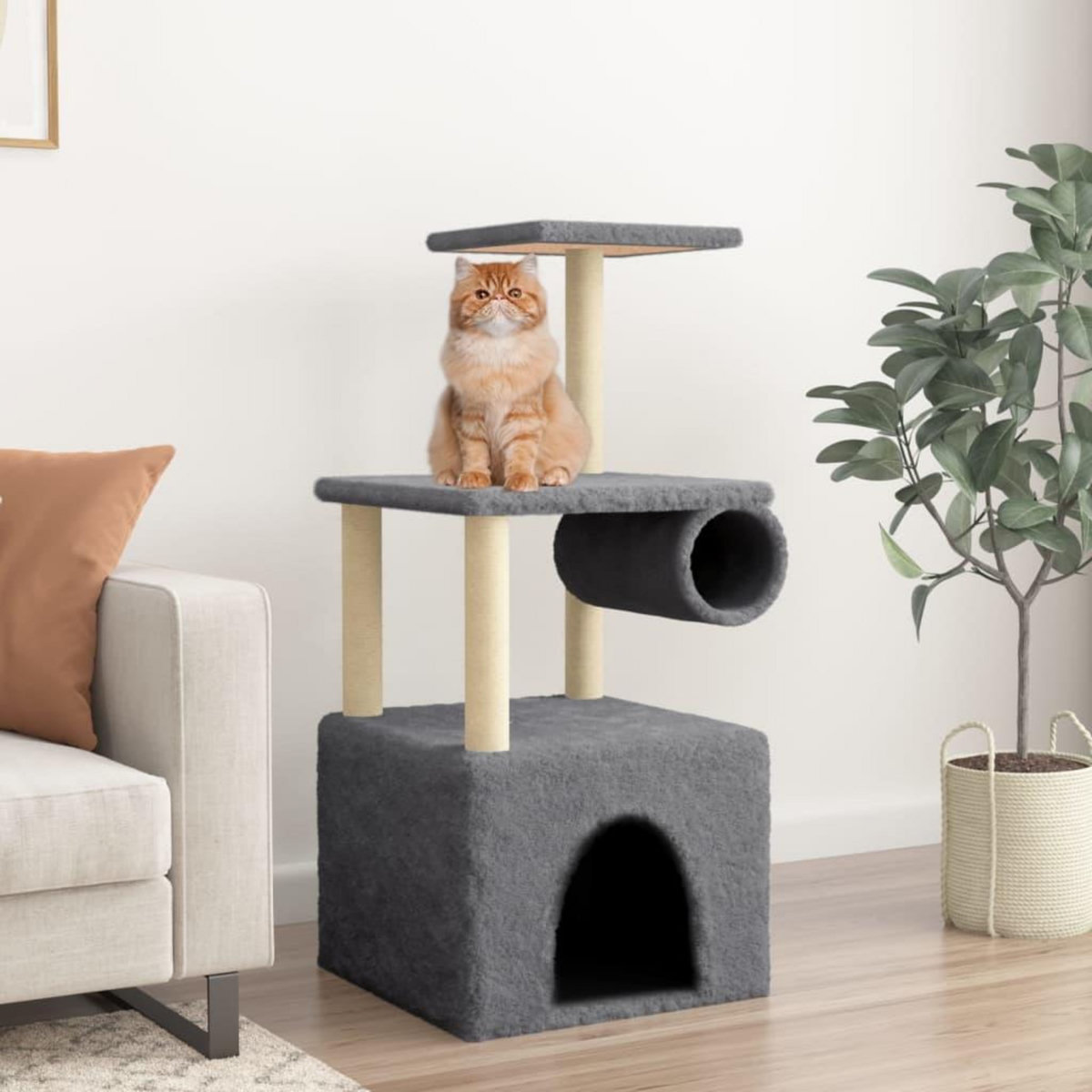 VIDAXL Arbre a chat avec griffoirs en sisal gris fonce 109,5 cm