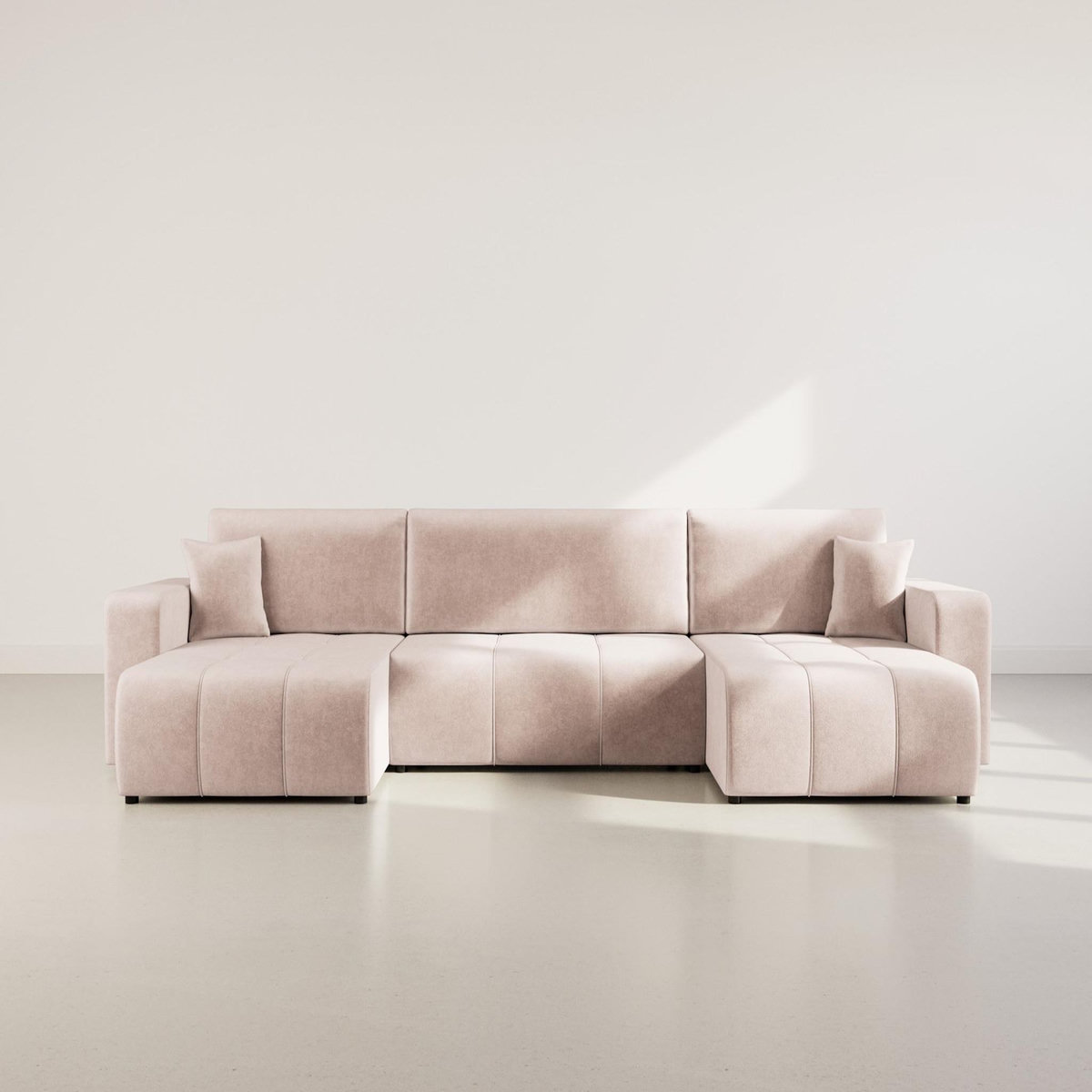 BEST MOBILIER Nicole - canapé panoramique en u 7 places convertible avec coffre en tissu
