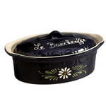 SIEGFRIED Terrine ovale 41.5 cm bleu decor fleurs blanches - 134D7