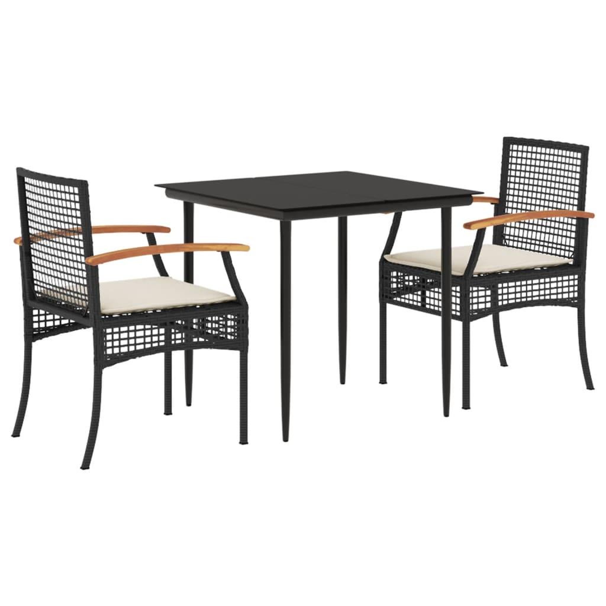 Voir la diapositive 2 : VIDAXL Ensemble a manger de jardin avec coussins 3 pcs Noir