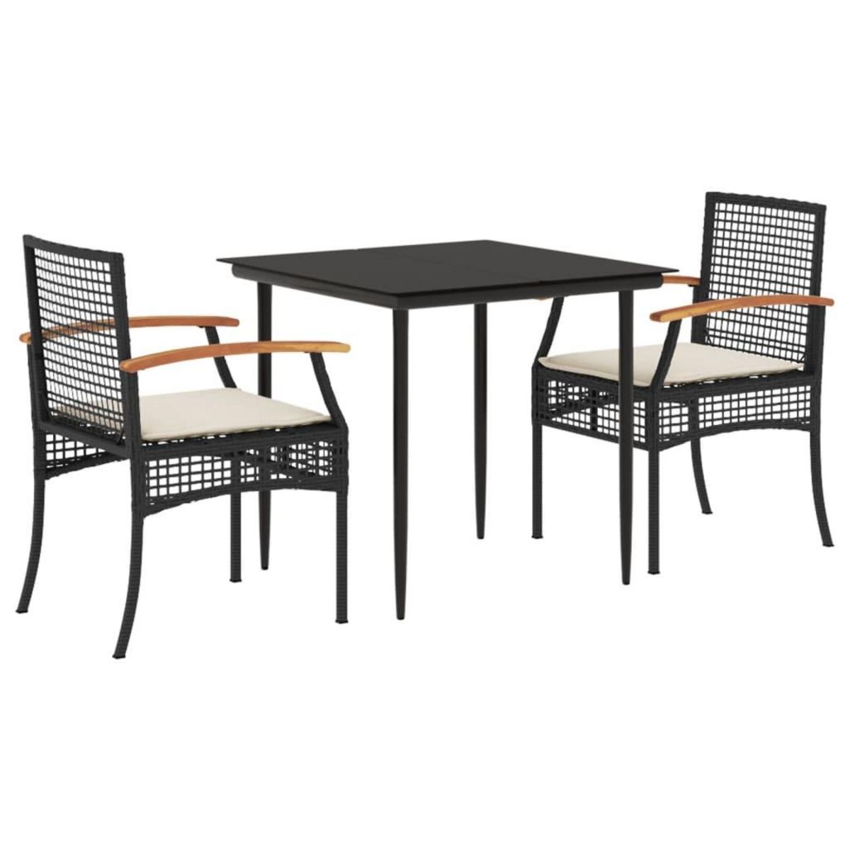 VIDAXL Ensemble a manger de jardin avec coussins 3 pcs Noir