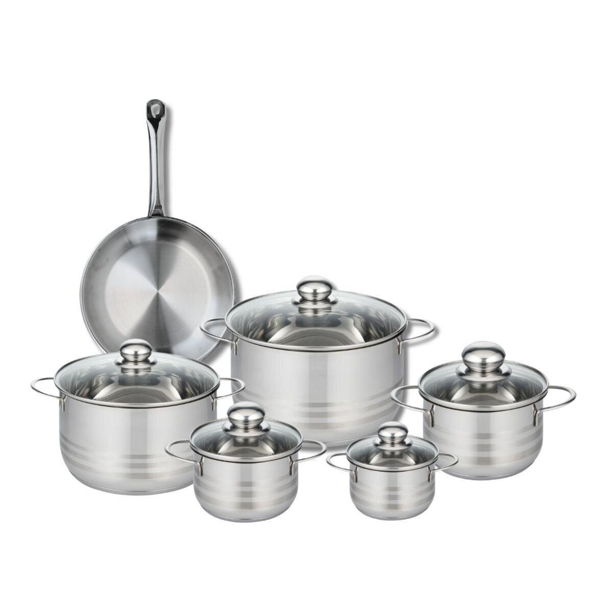 ELO Ensemble de 1 Poêle de cuisson 24 cm et 5 faitouts 12, 14, 16, 20 et 24 cm Elo Profi Brillant