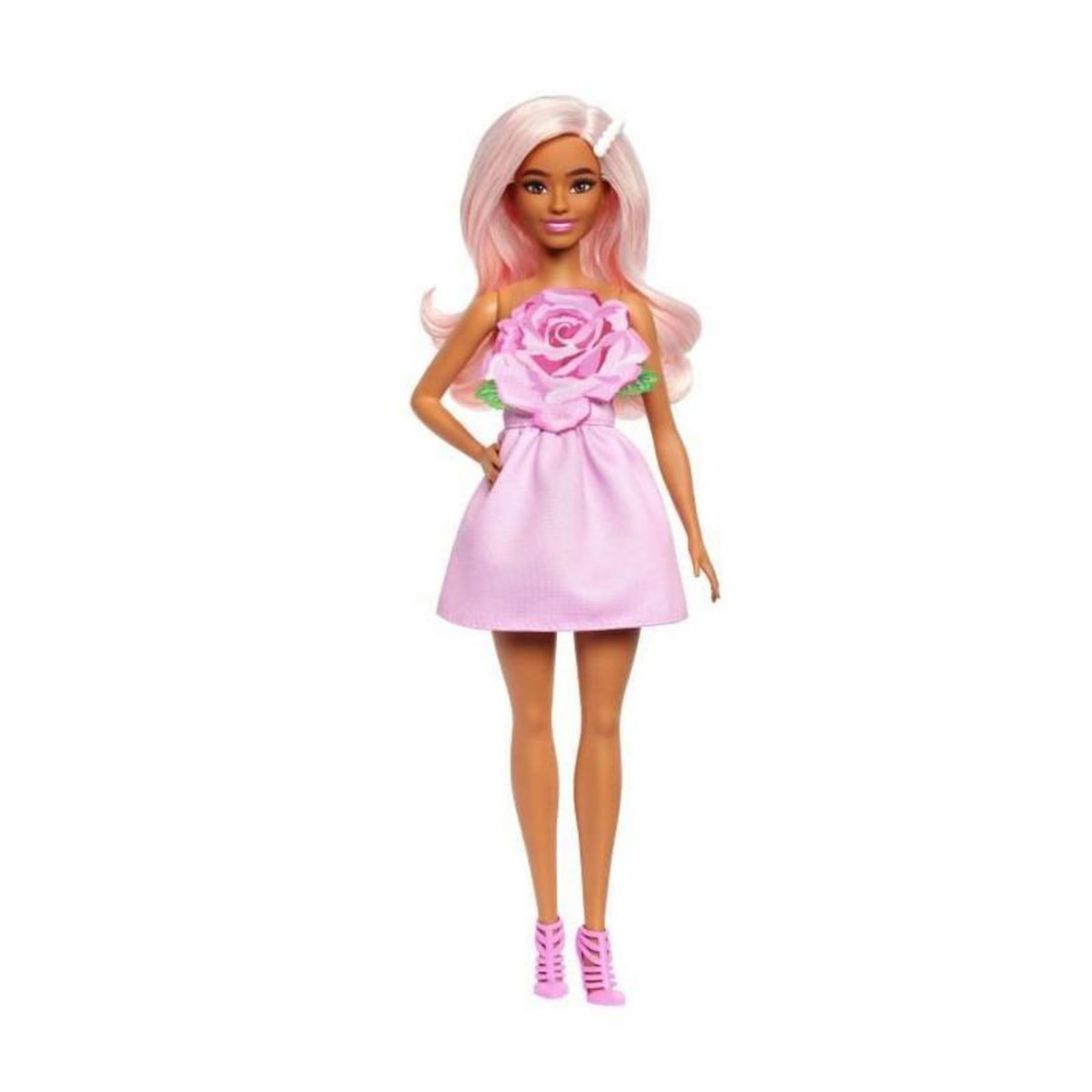 BARBIE Barbie - Poupée Barbie Fashionistas Robe Sans Bretelle Rose avec accessoires - Barbie - HYT94