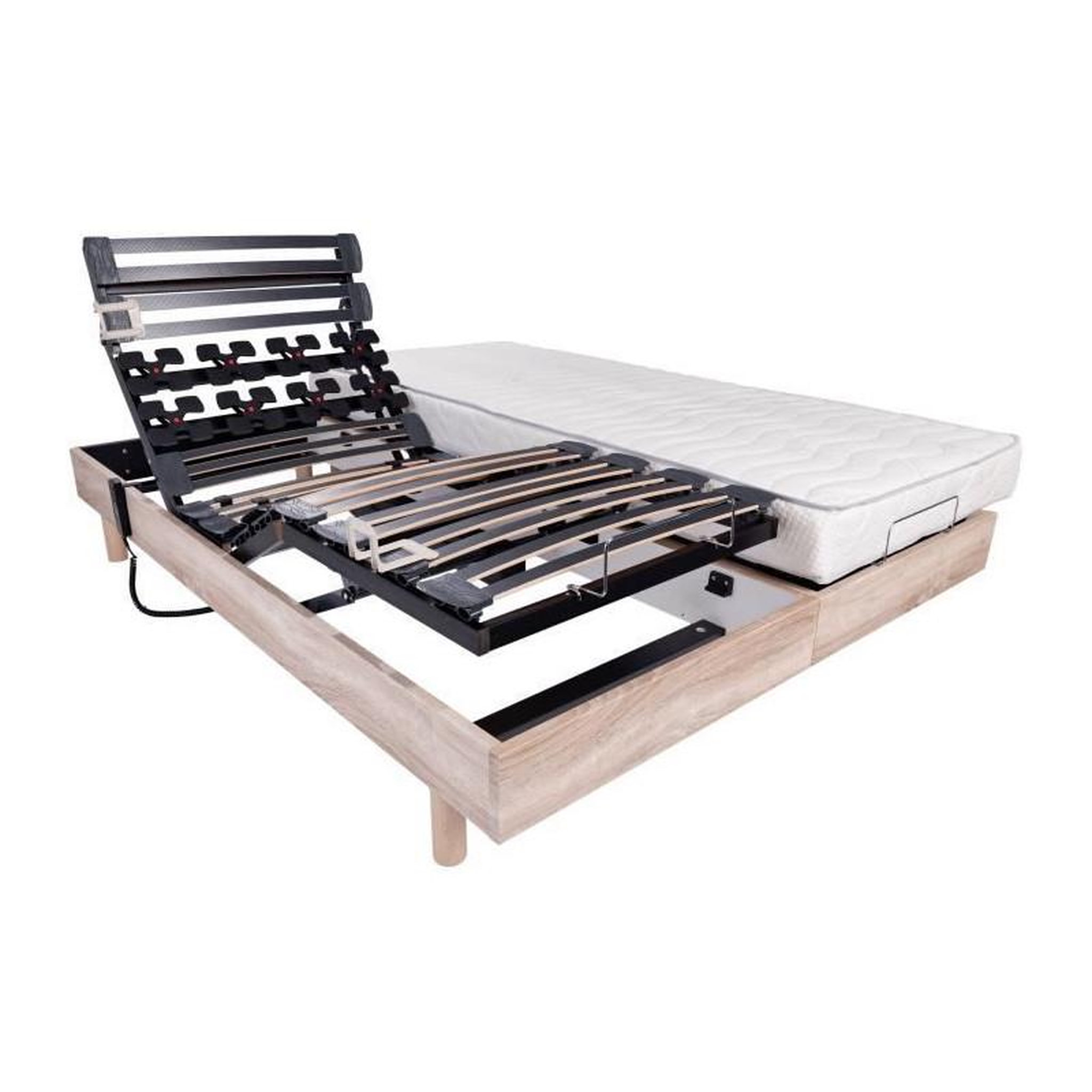 Voir la diapositive 2 : WEBED Ensemble relaxation matelas + sommiers électriques 2x80x200cm - Mousse - Ferme - ECLIPSE Fabrication française