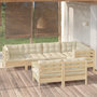 Voir la diapositive 1 : VIDAXL Salon de jardin 8 pcs avec coussins creme Bois de pin massif