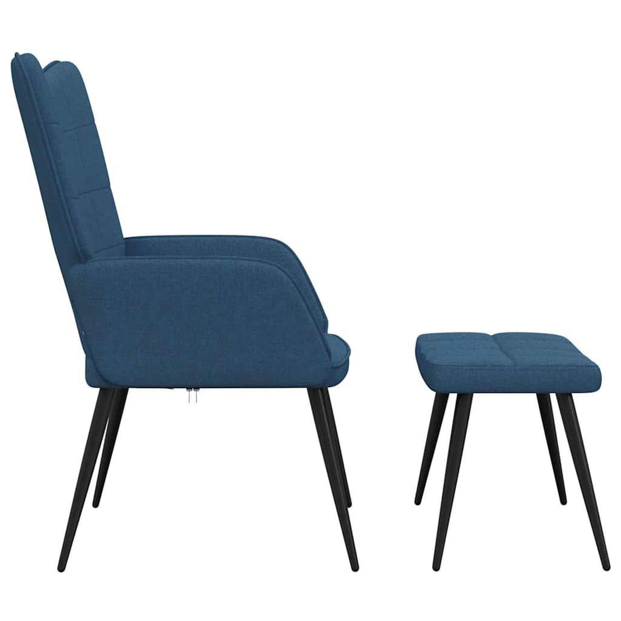 Voir la diapositive 4 : VIDAXL Chaise de relaxation avec tabouret Bleu Tissu