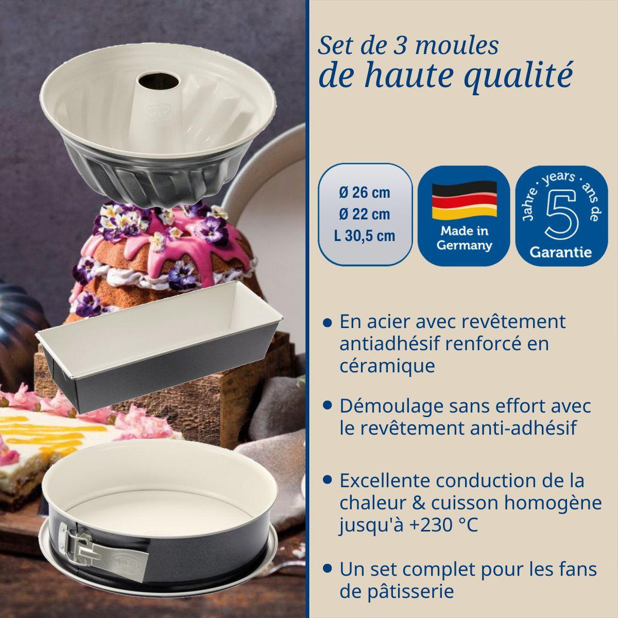 Voir la diapositive 3 : DR.OETKER Set de 3 moules à pâtisserie dr oetker back-trend