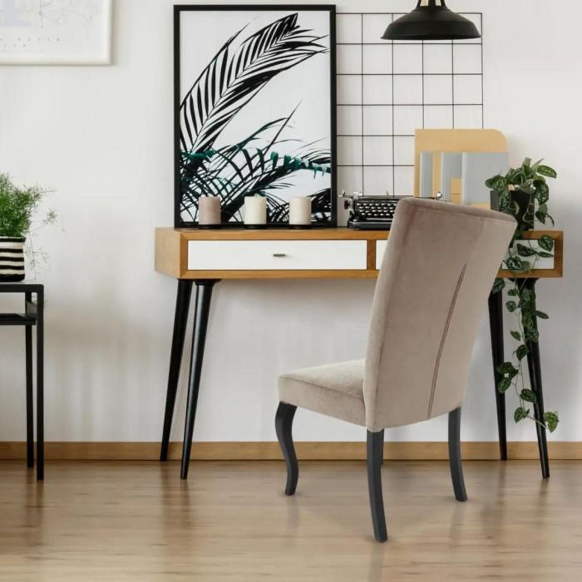 Paris Prix Lot de 2 Chaises Design Velours  Lucky  106cm Taupe