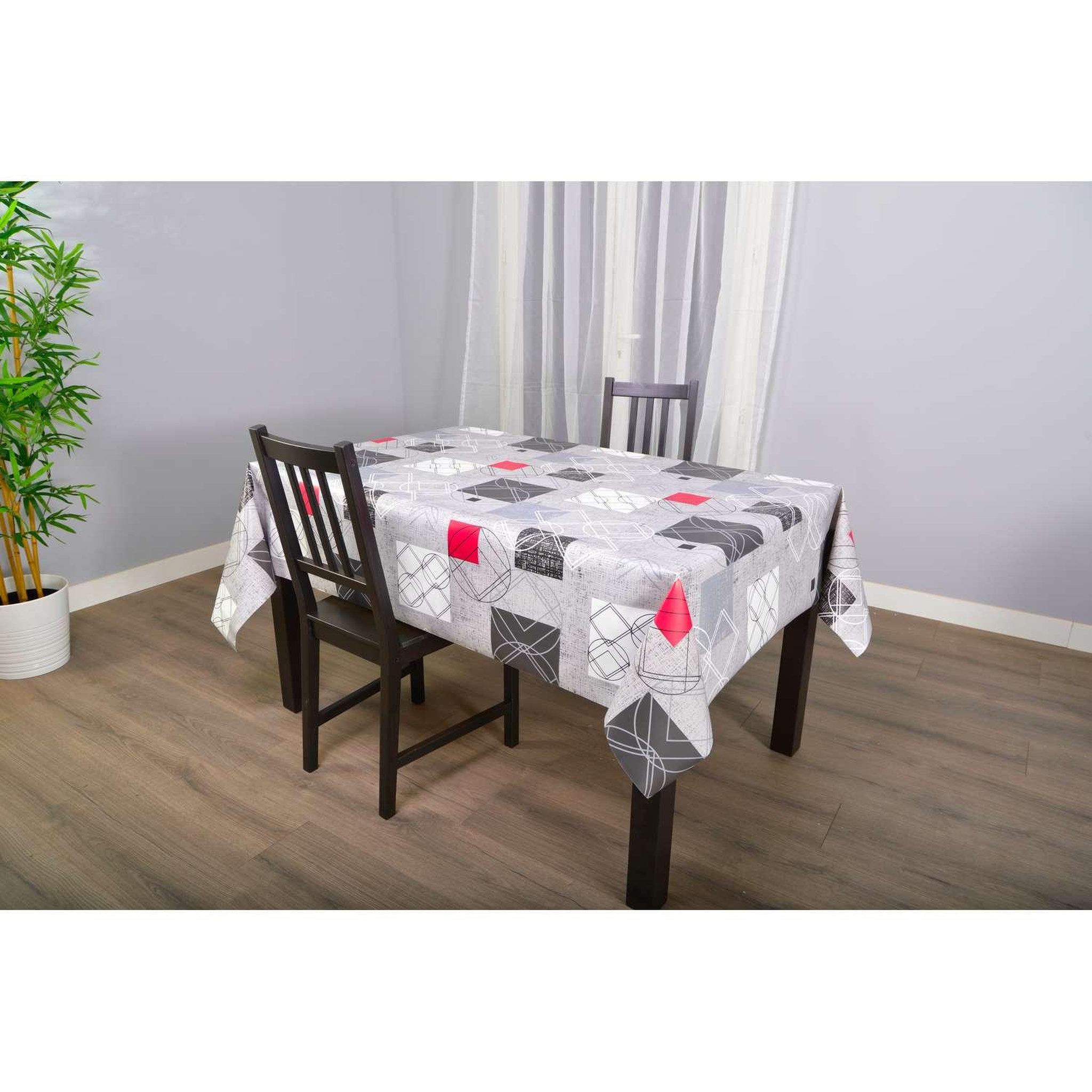Voir la diapositive 2 : HABITABLE Nappe en toile cirée rectangulaire Moma - 140 x 200 cm - Gris