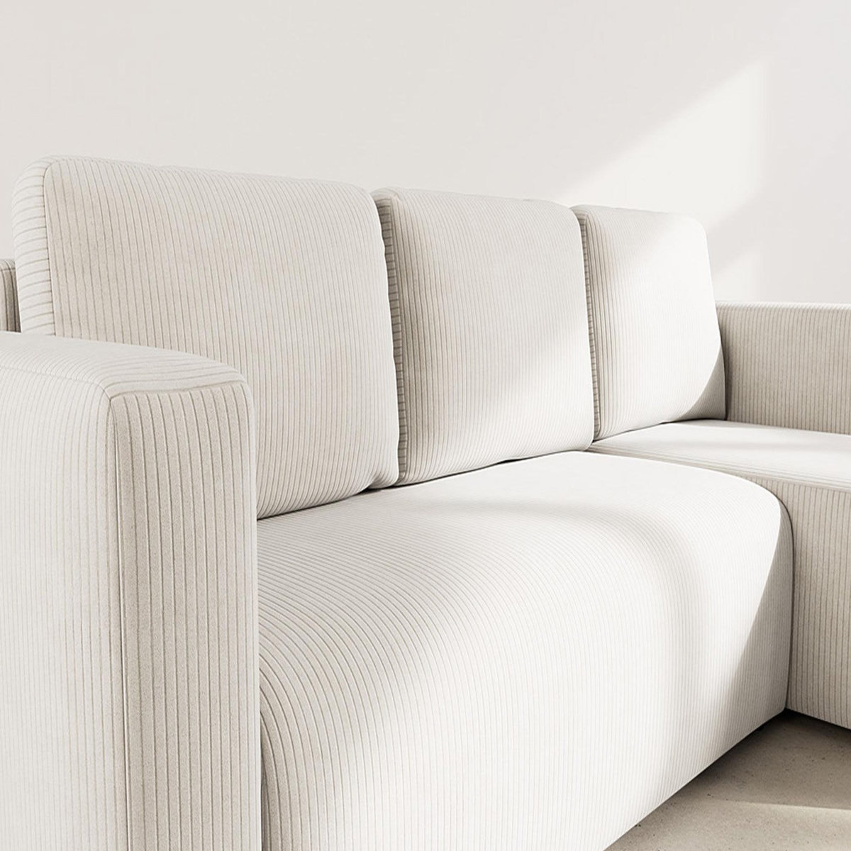 BEST MOBILIER Canopy - canapé d'angle réversible 4 places convertible avec coffre en velours côtelé