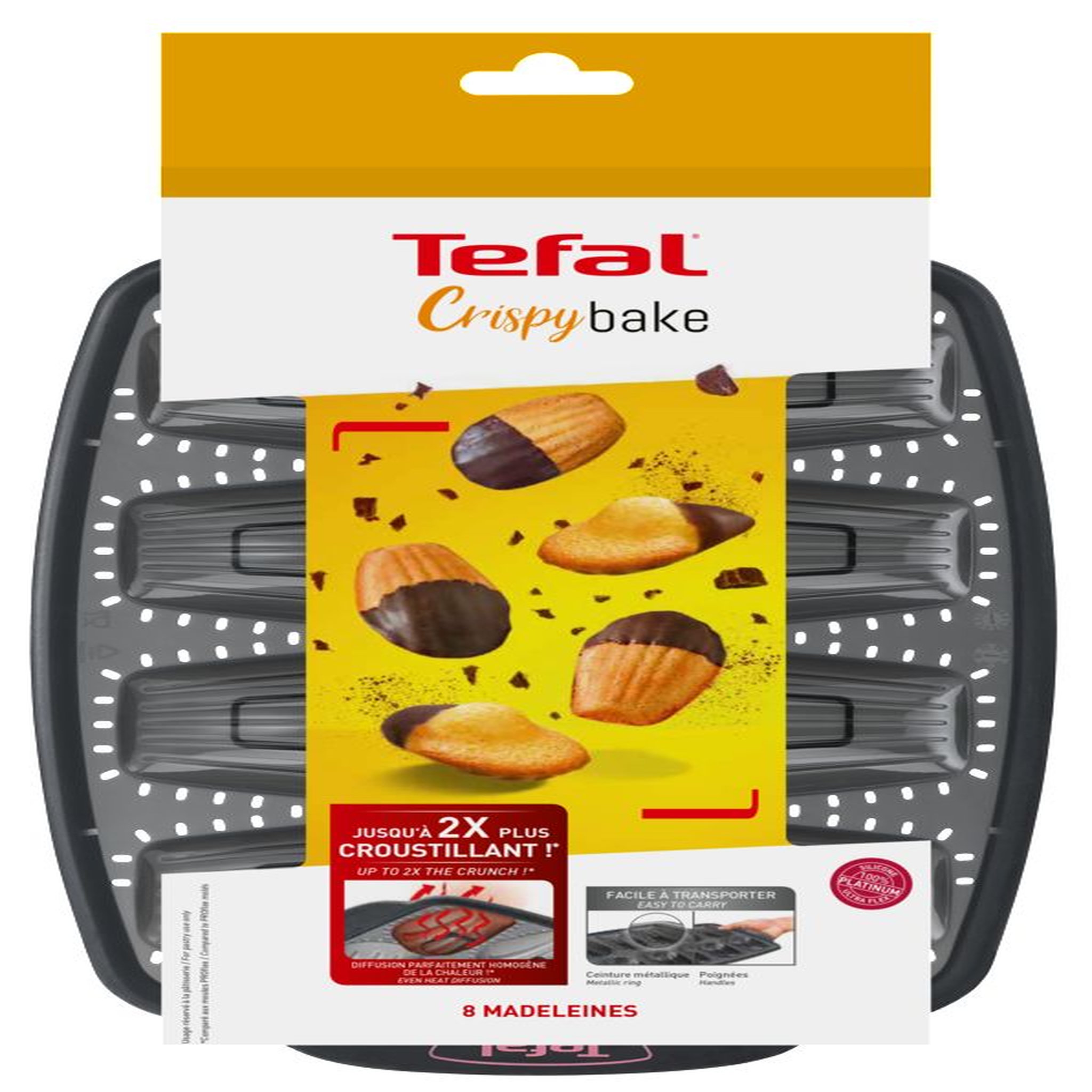 Voir la diapositive 3 : TEFAL Moule 8 madeleines CRISPY BAKE silicone