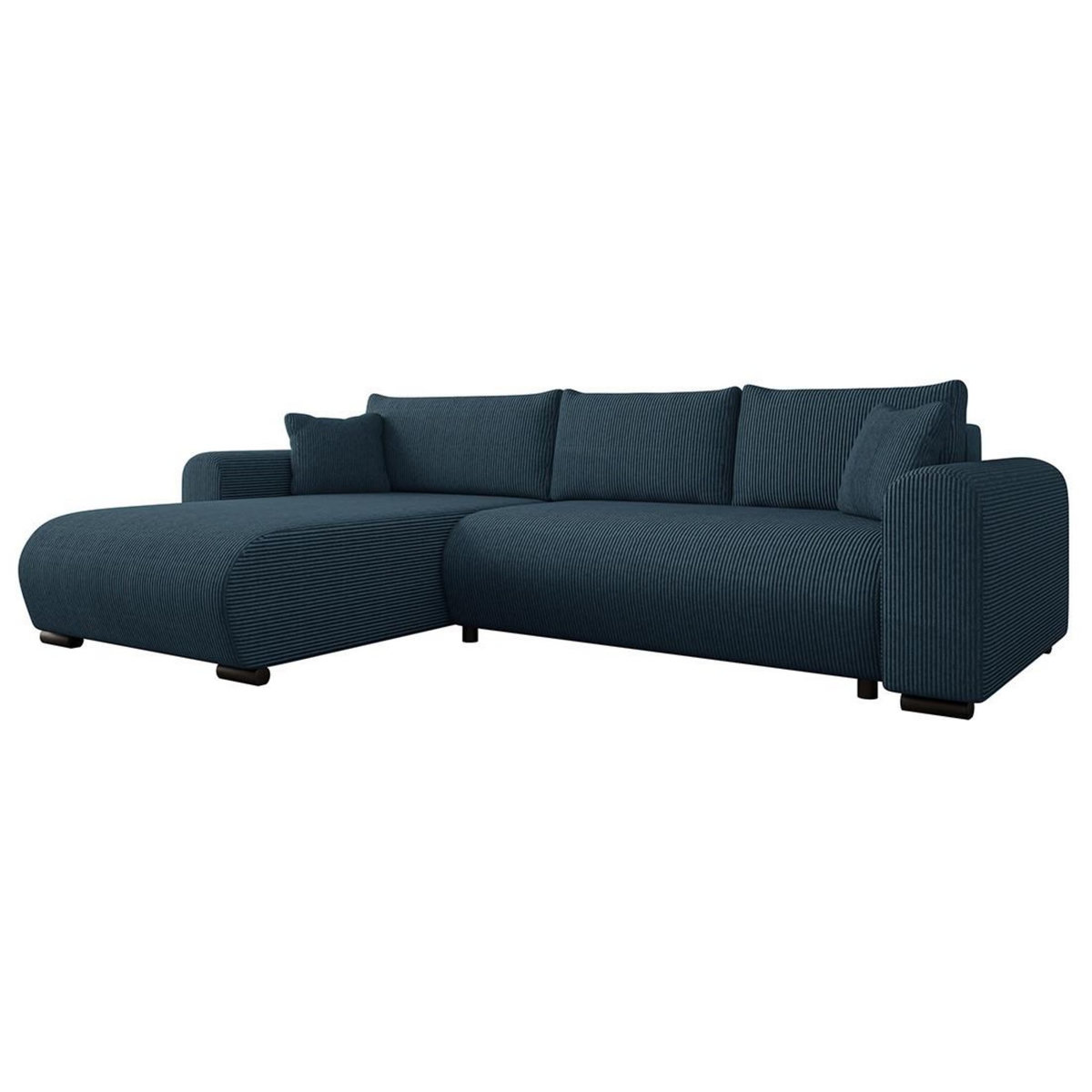 BEST MOBILIER Rosalie - canapé d'angle réversible 4 places convertible avec coffre en velours côtelé