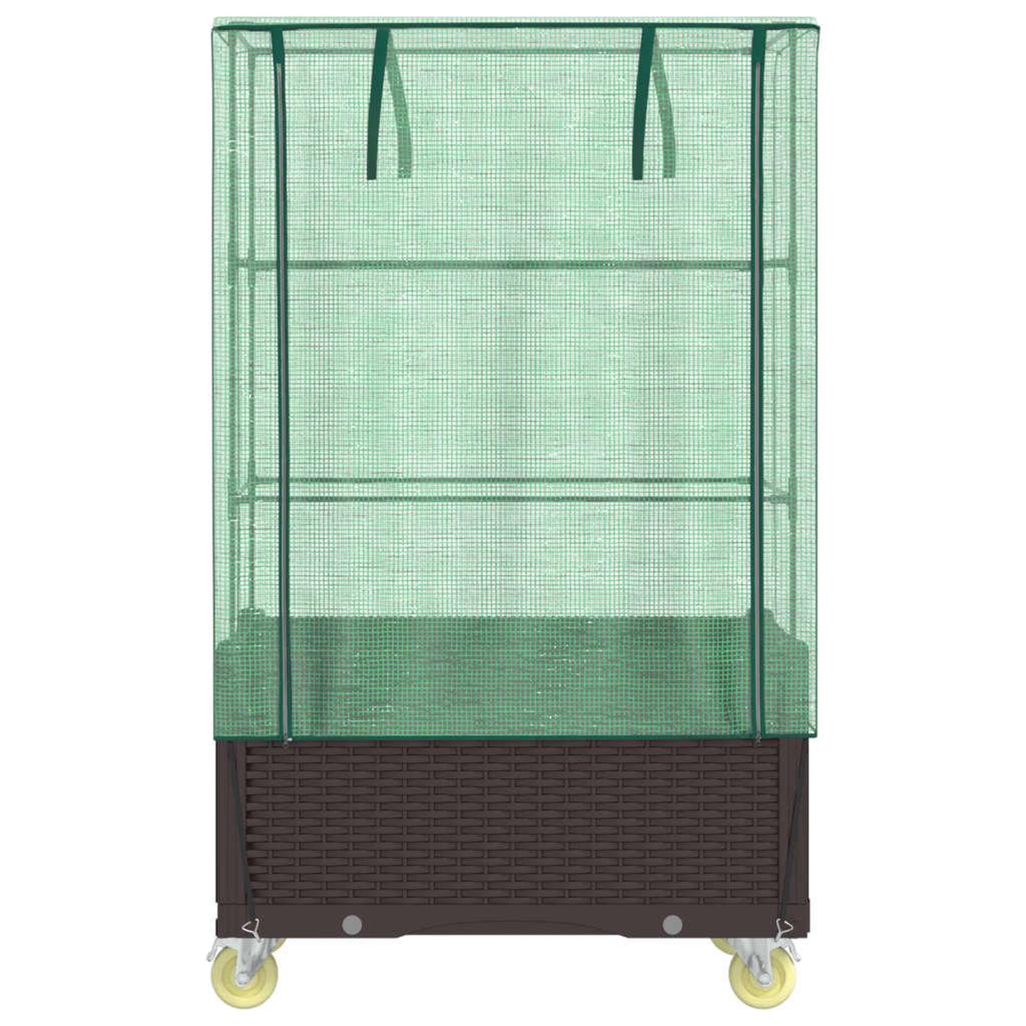 Voir la diapositive 4 : VIDAXL Jardiniere surelevee avec housse et roues aspect rotin