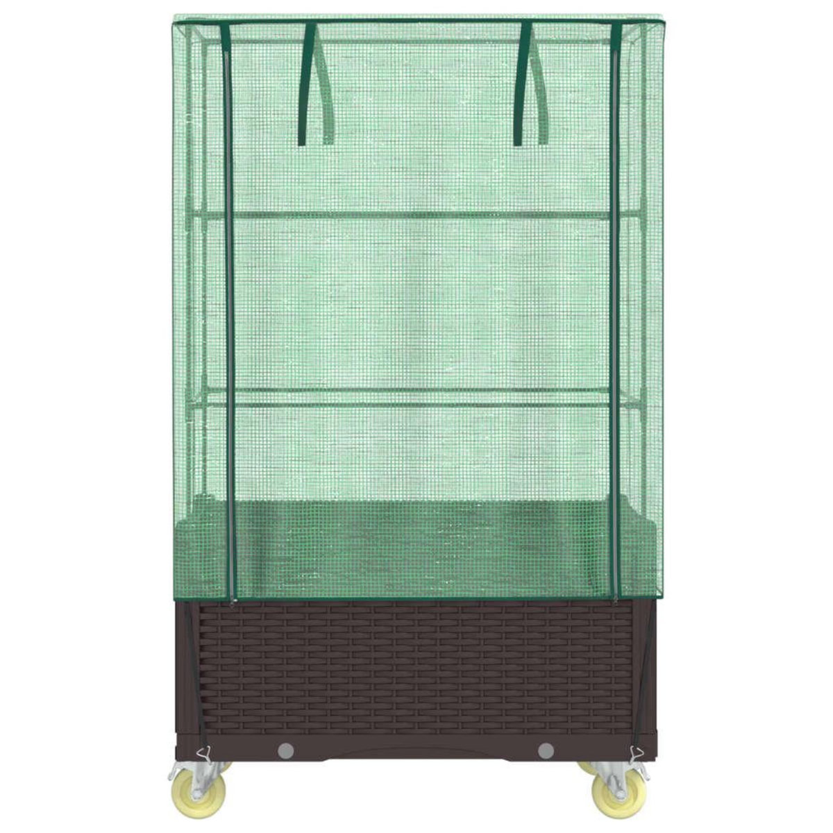 VIDAXL Jardiniere surelevee avec housse et roues aspect rotin