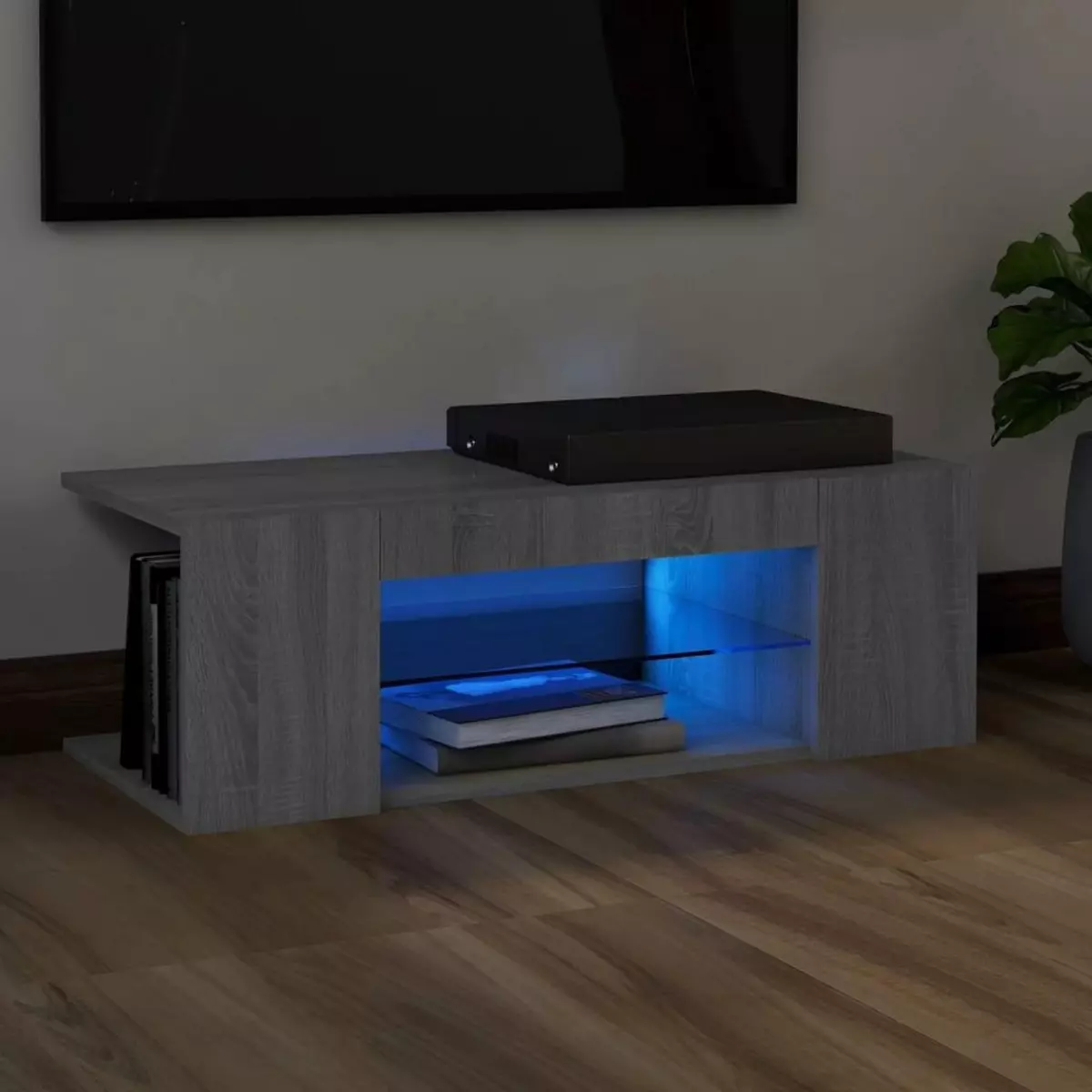 VIDAXL Meuble TV avec lumieres LED Sonoma gris 90x39x30 cm